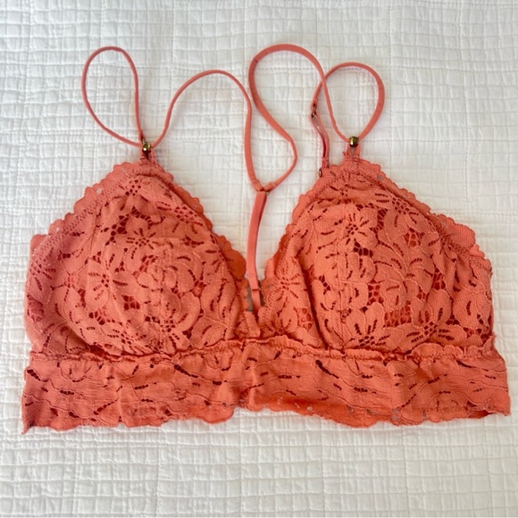 Aerie Lace Bralette Set in Coral and Moss Green Size Medium - Picture 5 of 7